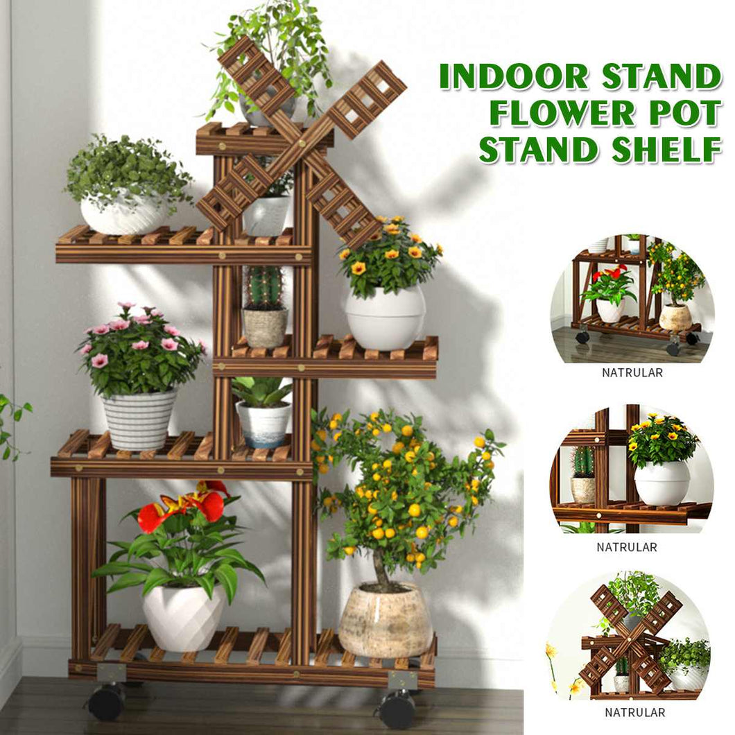 balcony plant rack Wood Flower Rack Plant Stand Shelves Bonsai Display Shelf Outdoor Indo – Soothsay Wing